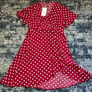 BloomChic Red and White High Low Wrap Dress